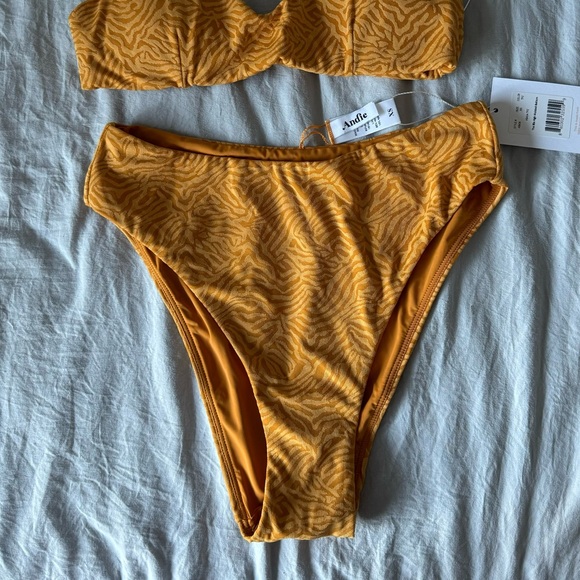 Andie The 90s High Waist Bikini Bottom - Zebra Jacuard - Topaz - Picture 4 of 4